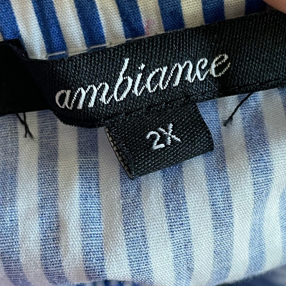 Ambiance Blue and White Striped Blouse - Picture 2 of 8